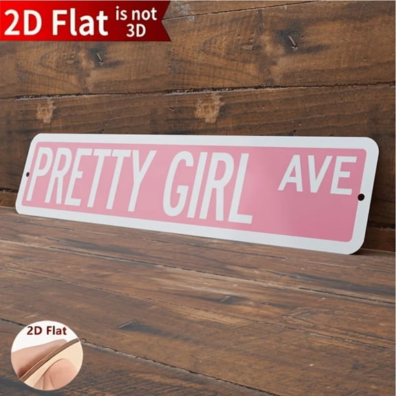 2D Flat Wooden Beautiful Girl Street Sign, Street Sign, Gift For Her, Dorm Decor, Girl Wall Art, Bedroom Decor, Teen Girl Gift