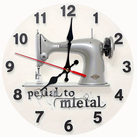2D Flat Wooden Wall Clock,Old Fashion Vintage Sewing Machine Wall Clock, Funny Quote Sewing Room Decor Hanging Wall Clock - AA Battery Not Included