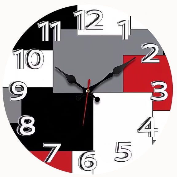 2D Flat Wooden Wall Clock,reative Fashion Wall Clock, Minimalist Creative Clock, Silent Quartz Round Wooden Clock, Suitable for Bedroom Living Room Office Kitchen Bathroom - AA Battery Not Included