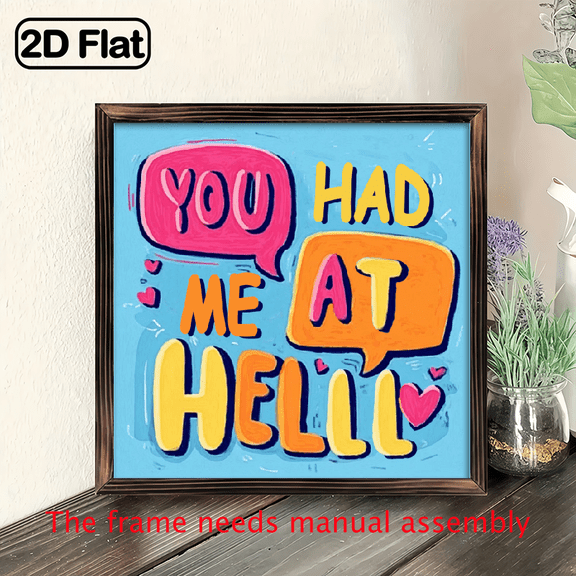 2D Flat, You Had Me at HELLO Rustic Farmhouse Wooden Wall Art - 8x8 Inch Modern Love Sign with Turquoise Background, Heart Accents - No Electricity Needed, Easy Hang Pre-Drilled Holes - Anniversary