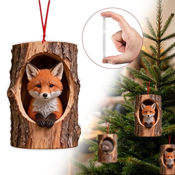 2D Forest Animal Acorn Ornaments,Pine Cone Animal Hanging Ornaments,Forest Animal Acorn Ornaments,Acrylic Cute Animal Christmas Trees Hanging Decorations for Home Party Decor