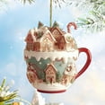 thumbnail image 1 of 2D Gingerbread Village Christmas Mug - Acrylic Ceramic Snowy House & Candy Cane Design - Festive Holiday Decor for Home/office (8cm/3.15in) - Perfect Xmas Gift‌, 1 of 6