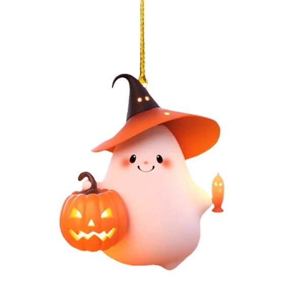 2D Halloween Decor,Acrylic Halloween Ghost Pumpkin Hanging Ornament,Decorative Festive Pendant for Car,Window,Room and Home Styling,Holiday Party Decorations,Ghost & Pumpkin Decor(White2)