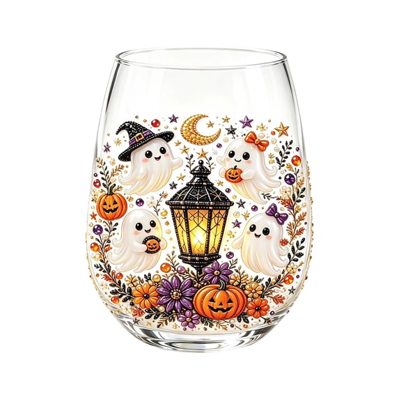 2D Halloween Decorations Halloween Stemless Wine Glass, Cute Halloween Glassware Collection For Fresher Sips, Novelty Halloween Decor Drinking Glass For Cocktails