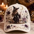 thumbnail image 1 of 2D Halloween Embroidered Baseball Cap for Women, Adjustable Cotton Hat with Witch, Ghost, Pumpkin & Bat Design(b), 1 of 4