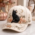 thumbnail image 1 of 2D Halloween Embroidered Baseball Cap for Women, Adjustable Cotton Hat with Witch, Ghost, Pumpkin & Bat Design(c), 1 of 7