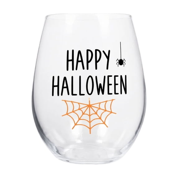 2D Halloween Glass Art Cup Holiday Glassware for Decor Gift | Handmade Halloween Glass Cup for Drinks Coffee, Tea, Wine & Cocktails Holiday Party Glassware & Gifts