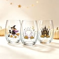 thumbnail image 1 of 2D Halloween Glass Cups, Cute Coffee Glass Cups, Glassware Drinking Glasses, Stemless Drinking Glass with Spooky Designs, Clear Cups for Cocktails, Juices & Iced Coffee (B), 1 of 6