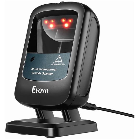 2D Hands-Free Barcode , Omnidirectional USB Wired Desktop Barcode Reader 1D 2D PDF417 Data Matrix Bar Code Reader with Automatically ning for Retail Store Supermarket Mall Business