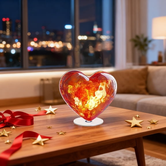 2D Heart-Shaped Rotating Acrylic Standing Sign, Valentine's Day Desktop Decoration for Living Room, Bedroom, and Office Decor