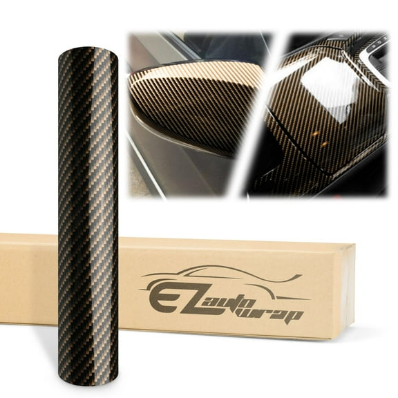 2D High Gloss Carbon Fiber Gold Car Auto Motorcycle Vehicle Automotive DIY Sticker Decal Vinyl Wrap Roll Film Sheet Air Release Technology