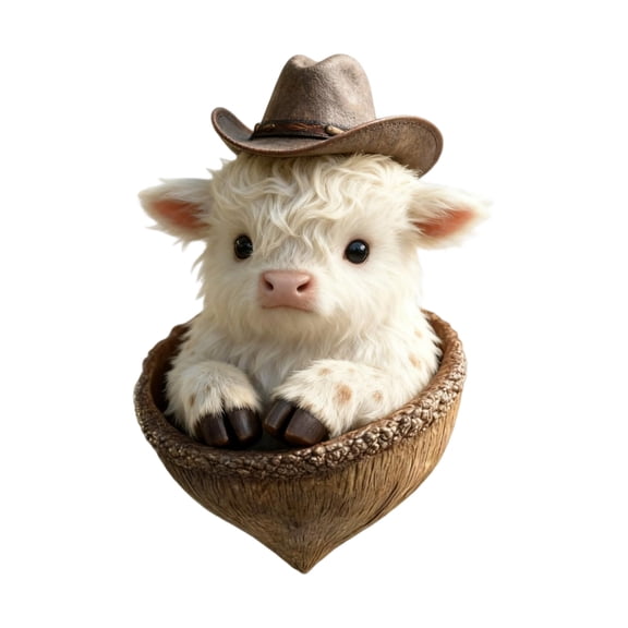 2D Highland Cow Acorn Ornaments 3.9in Decor Natural Theme Hanging Decorations Woodland Creatures Seasonal Tree Ornaments Rustic Home Decor Holiday Accents