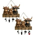 thumbnail image 1 of 2D Highland Cow Key Hooks for Wall - Wooden Key Holder and Organizer with Flat Design for Home, Office, or Garage Decor(2PC), 1 of 7
