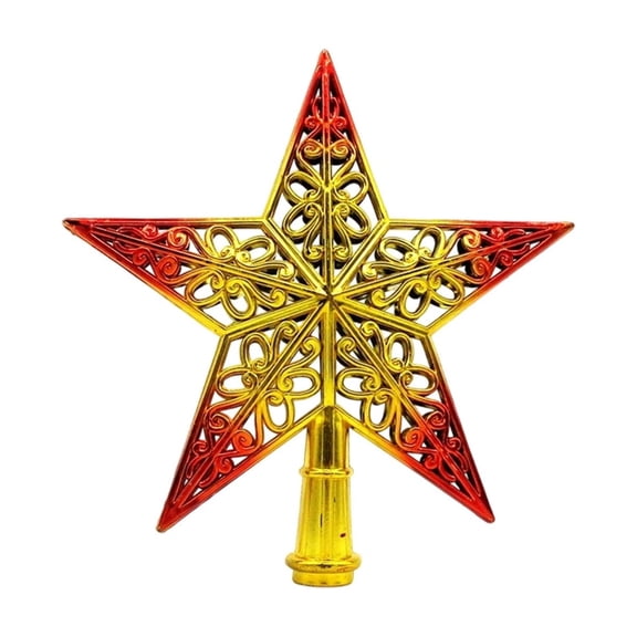 2D Hollow-Out Christmas Tree Topper Star, Plastic Hollowed Star Xmas Treetop Ornament for Indoor Outdoor Home Decor