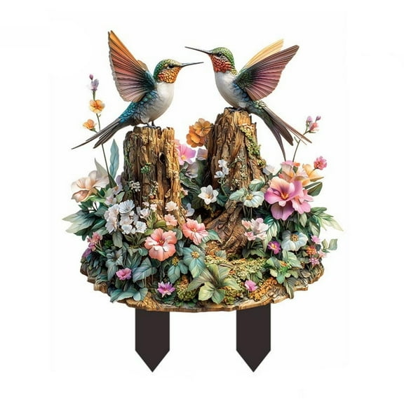 2D Hummingbird Invites Castle Garden Pile Acrylic Ground Plug Outdoor Garden Courtyard Props Decoration