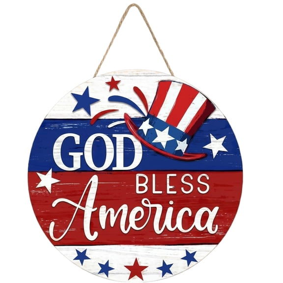 2D Independence Day Wooden Door Hangers, 4th of july decorations, Sturdy Wood Patriotic Wall Signs, US 250 Celebration Decor for Front Porch Columns, Entryway Doors & Covered Patio Walls