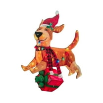 2D LED Dog Garden Ornaments Outdoor Garden Statue, Christmas Decorations, Glowing Animals, LED Garden Waterproof Creative Lamp, Yard Lawn Animal Sculpture Decor with Lights