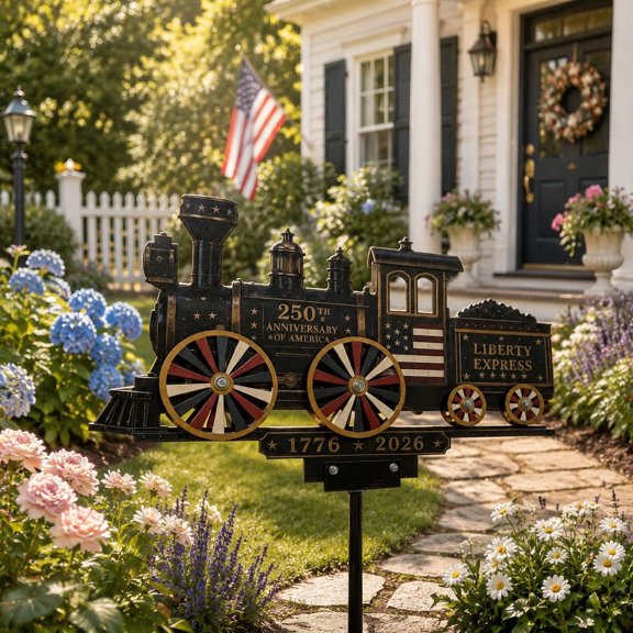 2D Liberty Express Train Wind Spinner, Outdoor Lawn Patio Decor for Veterans