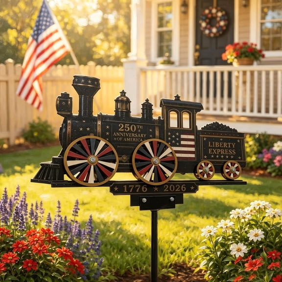 2D Liberty Express Train Wind Spinner, Outdoor Lawn Patio Decor for Veterans
