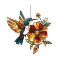 thumbnail image 1 of 2D Light Catcher Decoration Featuring Hummingbird & Floral Motifs With Bell Accents, Acrylic Or Imitation Colored Iron Material For Window Balcony Chandelier Hanging, Captures, 1 of 3