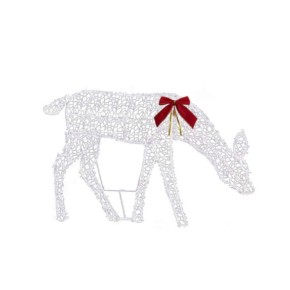 2D Lighted Christmas Deer - Pre-Lit Reindeer - Large Outdoor Yard Reindeer Holiday Decoration with LED Lights, Waterproof Stakes for Yard, Patio, Lawn, with Install tools - Warm White