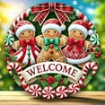 thumbnail image 1 of 2D Merry Christmas Red Black Plaid Berry Gingerbread Man Wooden Wreath Sign Wall Hanging Sign for Front Door Porch Home Decor (Style 4,Wood 20x20cm), 1 of 7