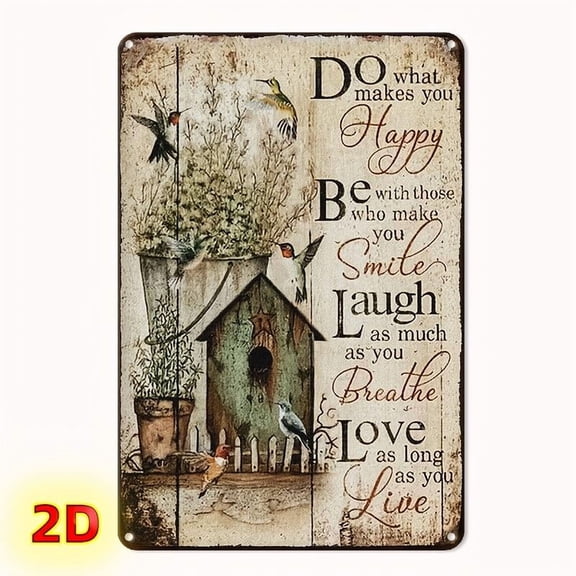2D Metal Wall Plaque: "Do What Makes You Happy" Inspirational Quote - 8x12 Inch for Home, Office, Courtyard, Cafe - Durable Indoor/Outdoor Decoration, Room Decor Signs