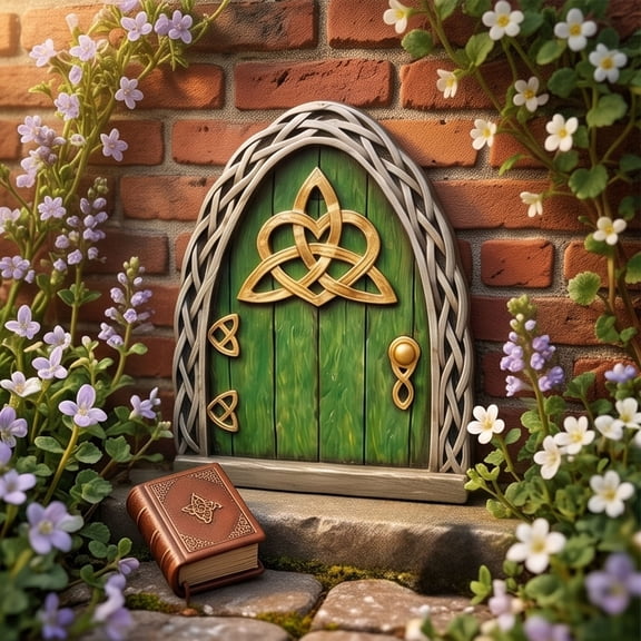 2D Mini Fairy Door Garden Ornament, Whimsical Fairy Tale Miniature Door for Tree Trunk, Yard Wall, Micro Landscape, DIY Crafts, Patio Home Decor