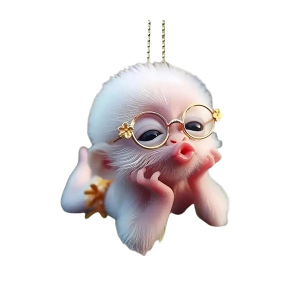 Rlietter 2D Monkey Acrylic Hanging Decoration Home Office Backpack Car Rearview Mirror Lying Monkey Hanging Ornament Cartoon Animal Pendant -1