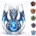 thumbnail image 1 of 2D Mythic Dragon Glass Art Cup | Fantasy Dragon Art Design Glass, Sculpted Dragon Drinkware for Beer Bar Decor Gift(A), 1 of 6