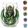 thumbnail image 1 of 2D Mythic Dragon Glass Art Cup | Fantasy Dragon Art Design Glass, Sculpted Dragon Drinkware for Beer Bar Decor Gift(C), 1 of 6