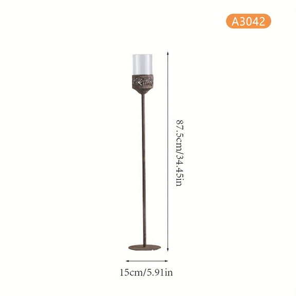 2D Outdoor Garden Ambiance Windproof Candle Holder, Holiday Decorative Floor Standing Lantern Iron Art Ornament