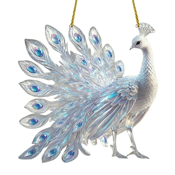 2D Peacock Acrylic Hanging Ornament Flat Pendant Home Decoration Window Car Mirror Christmas Tree Decor Gift for Home Office