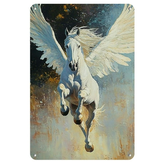2D Pegasus Iron Wall Art - 8"X12" Square Metal Sign For Home, Living Room, Farmhouse Decor | Versatile Hanging Wreath Plaque For Bar & Restaurant