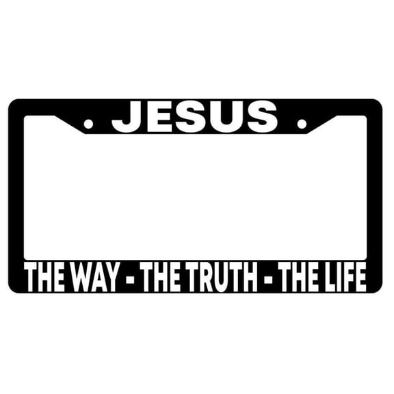 2D Plane, 2pc Christian Exclusive THE WAY THE TRUTH THE LIFE Faith Slogan Car License Plate Frame, 12X6 Inch Aluminum License Plate Decorative Frame, Universal Outer Frame for Household Cars