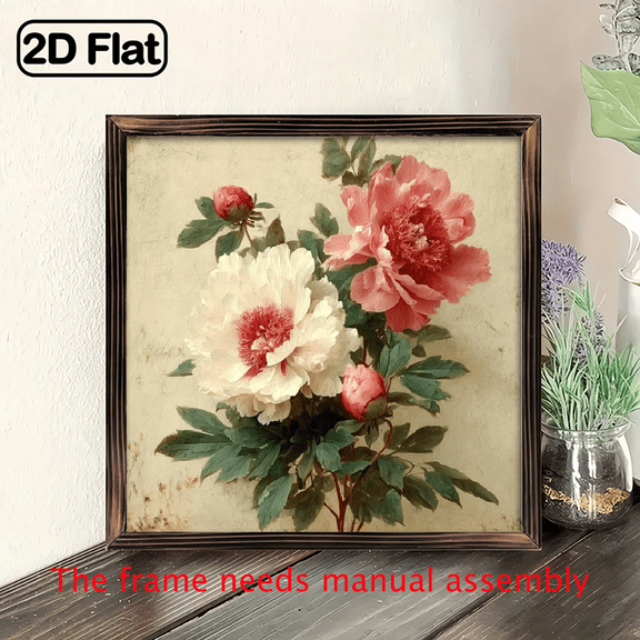 A 2D Plane Featuring a Creative Wall Decoration Frame with a Romantic Style Vine in Front of a Door, Perfect for Vintage Farmhouse Decor. It Offers a Healing Scenery And Is Made with a Wooden Fr