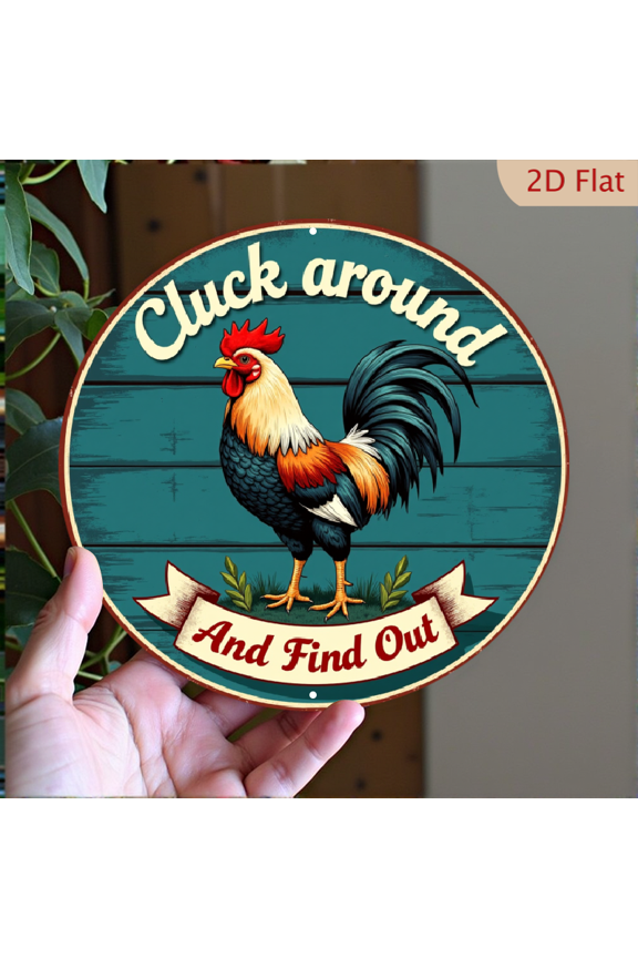 2D Printed Artwork, 1pc, Happy Morning with Rooster Crowing, Home Decor for Front Porch, Living Room, And Bedroom, Rustic Wall Art Decoration