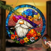 2D Printed Design, Single Piece, Garden Gnome Sun Catcher, Horticultural , Whimsical Decor, Imaginative Wall Art, Rustic Garden Decoration, Anniversary Gift, 8*8inch