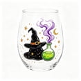 thumbnail image 1 of 2D Printed Halloween Stemless Glass Cup, Spooky Ghost Black Cat Pumpkin Pattern Wine Tumbler, Seasonal Halloween Party Drinkware Decor, 1 of 7