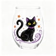 thumbnail image 1 of 2D Printed Halloween Stemless Glass Cup, Spooky Ghost Black Cat Pumpkin Pattern Wine Tumbler, Seasonal Halloween Party Drinkware Decor, 1 of 7