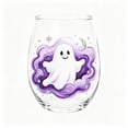 thumbnail image 1 of 2D Printed Halloween Stemless Glass Cup, Spooky Ghost Black Cat Pumpkin Pattern Wine Tumbler, Seasonal Halloween Party Drinkware Decor, 1 of 7