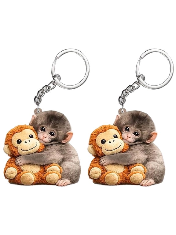 2D Realistic Monkey Keychain, Acrylic Protect Monkey Keychain, Cute Funny Animal Bag Charm & Backpack Pendant (1 Pcs)