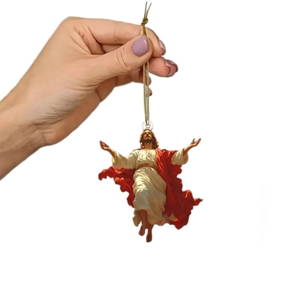 2D Retro Jesus Car Hanging Decor, Easter Ornaments Jesuss Pendant, Acrylic Flat Mirror Ornament for Auto Interior, Driver,Rear View Mirror Accessories