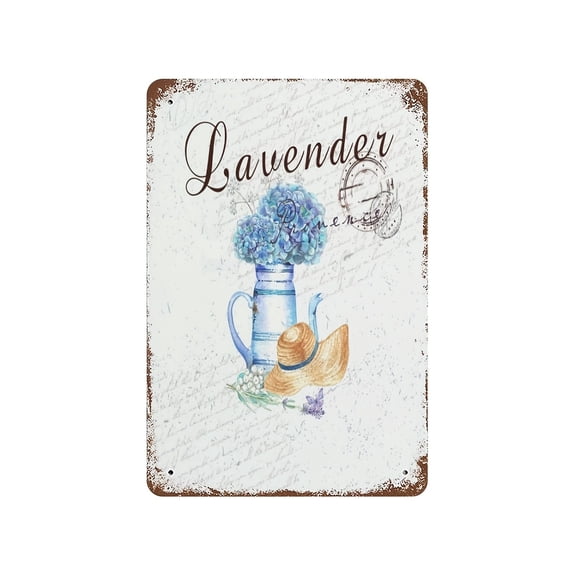 2D Retro Lavender Metal Wall Art Shabby Chic Farmhouse Decor Bedroom Bathroom