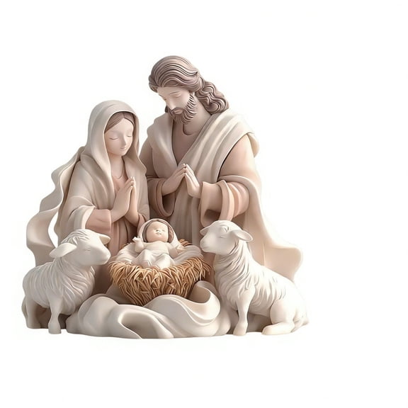 2D Sagrada Familia Nativity Ornaments - Home Altar Decor, Easter Table Centerpiece, Religious Gifts for Baptism, First Communion