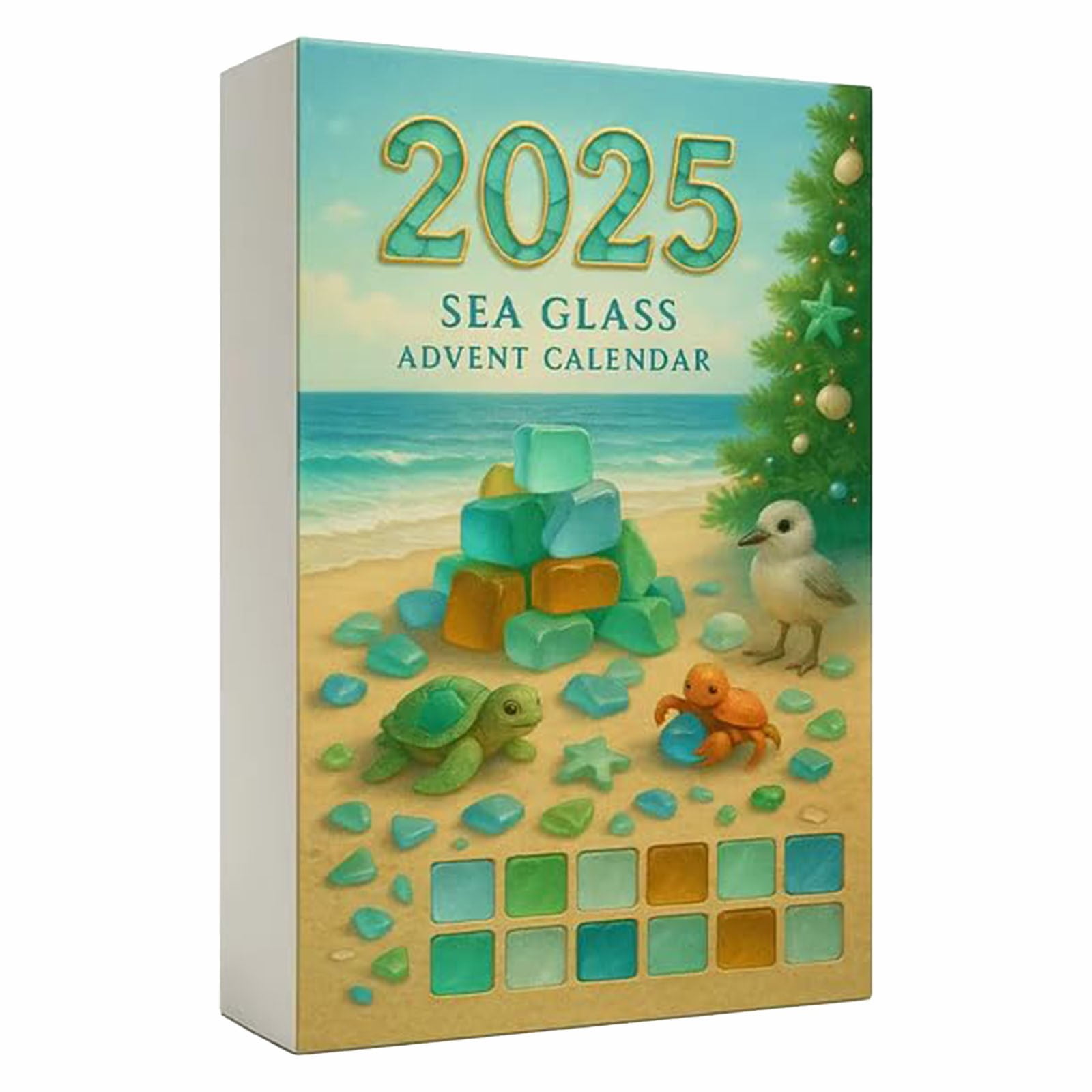 2D Sea Glass Christmas Tree 24 Day Ocean Inspired Holiday Countdown ...