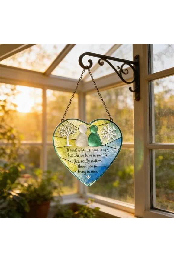 2D Sea Glass Heart Ornament, 2D Sea Glass Shining Heart Shaped Friendship Ornament, Bright Transparent Decorative Charm, Lovely Accent for Home Bag Keychain and Gift