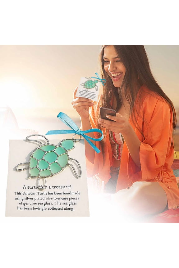 2D Sea Glass Turtle Gift - 3.1in Cute Turtle-Themed Sea Glass Decor, Perfect Present for Turtle Lovers & Beach Enthusiasts, Adds Coastal Ambiance to Home or Gift Collections, 8cm, B