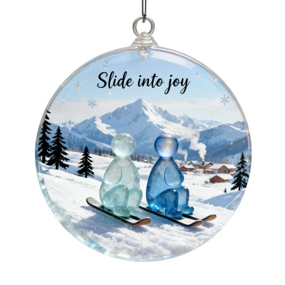 2D Skiing Christmas Ornament – Whimsical Hanging Holiday Pendant for Tree, Mantel & Gift Décor – Festive Decoration for Ski Lovers