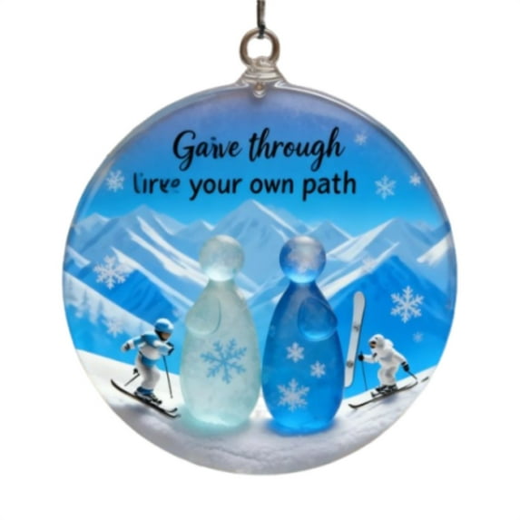 2D Skiing Christmas Ornament – Whimsical Hanging Holiday Pendant for Tree, Mantel & Gift Décor – Festive Decoration for Ski Lovers